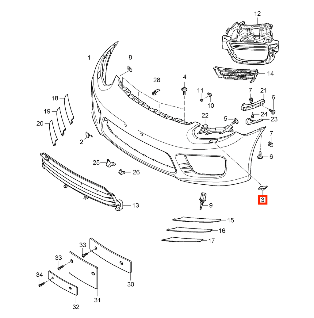 Porsche Panamera 971 Headlight Washer Cover Cap Primed Left or Right — view 4