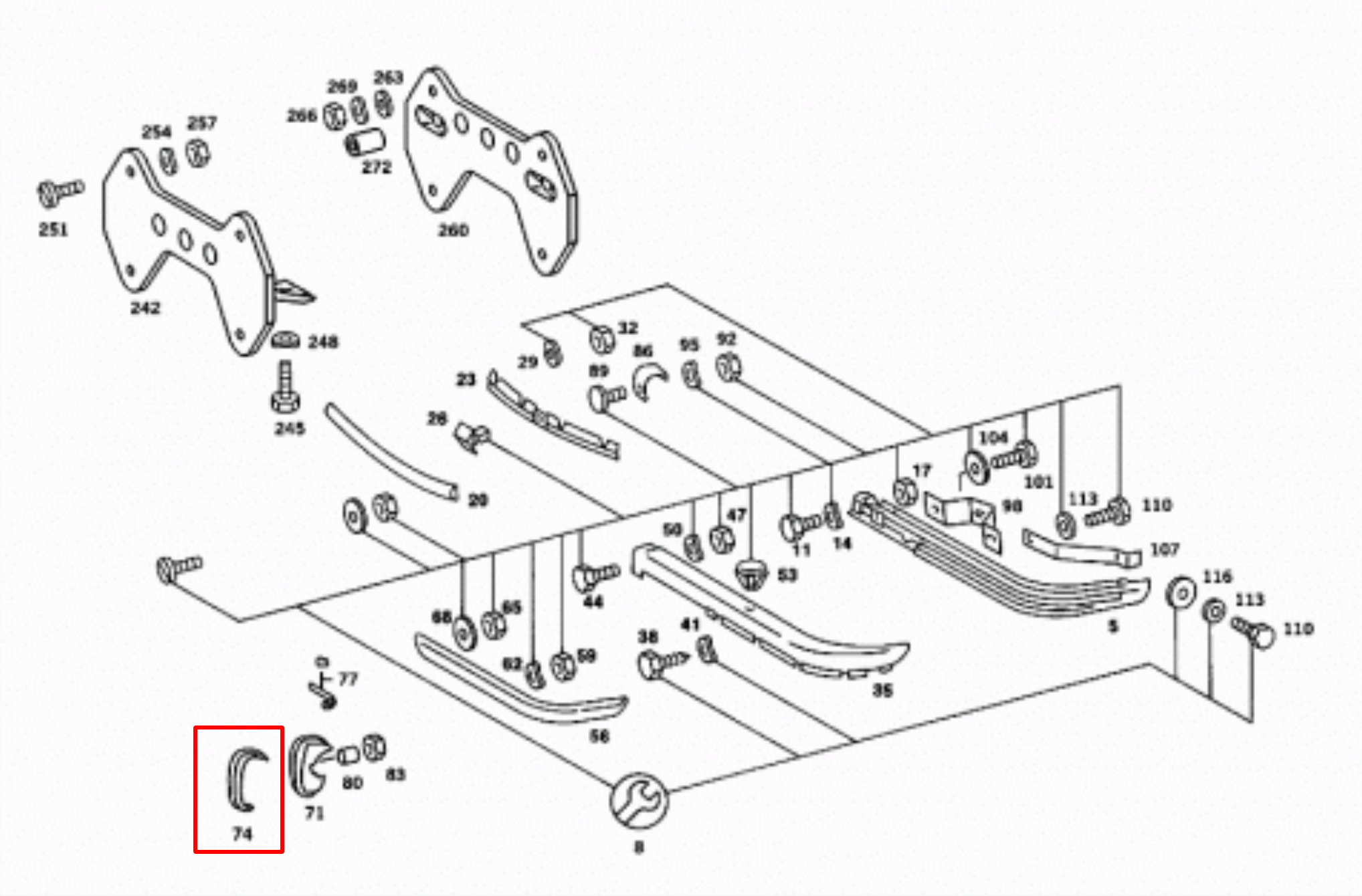 Mercedes-Benz R107 Rear Bumper Guard - Serial number: 1158850196 — view 3