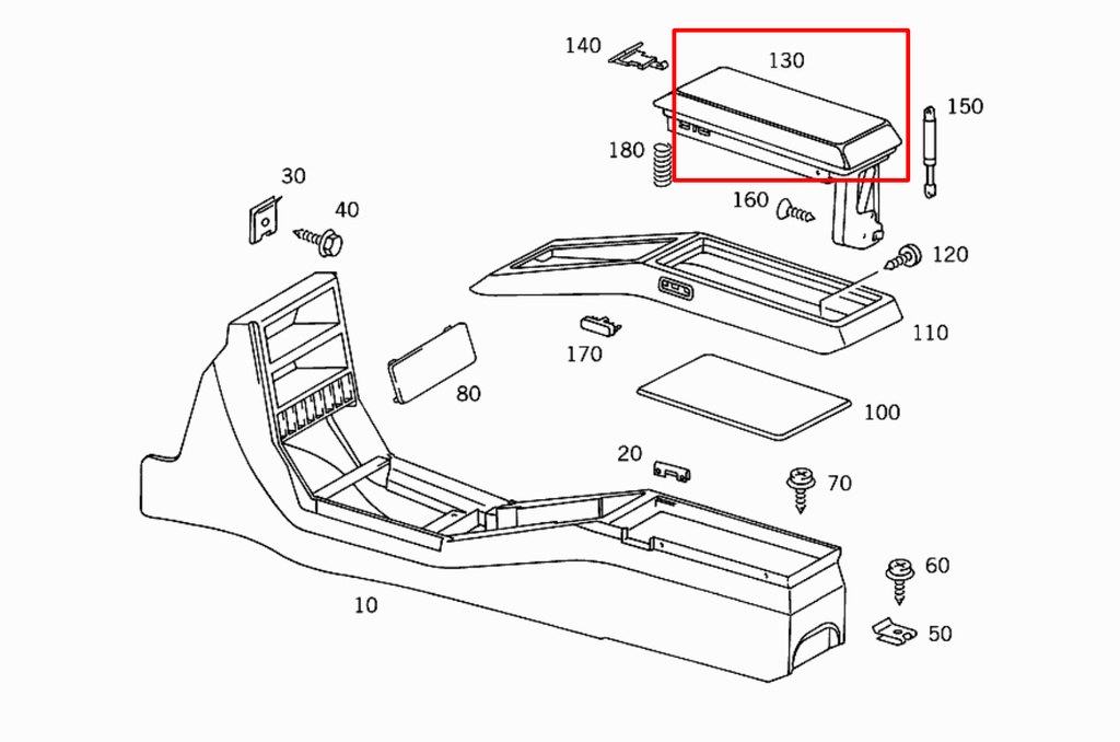 Mercedes-Benz R129 Armrest Mechanism Cover 1296802836 — view 6