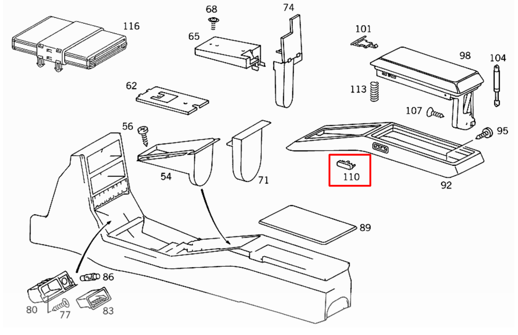 Mercedes-Benz R129 Armrest Side Button (Mercedes SL) 1296830055 — view 18
