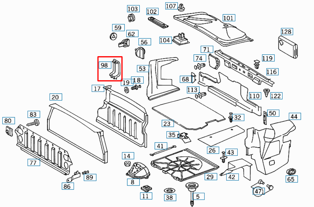 Mercedes-Benz R129 Fuse Cover (Serial number: 1296940095) — view 18