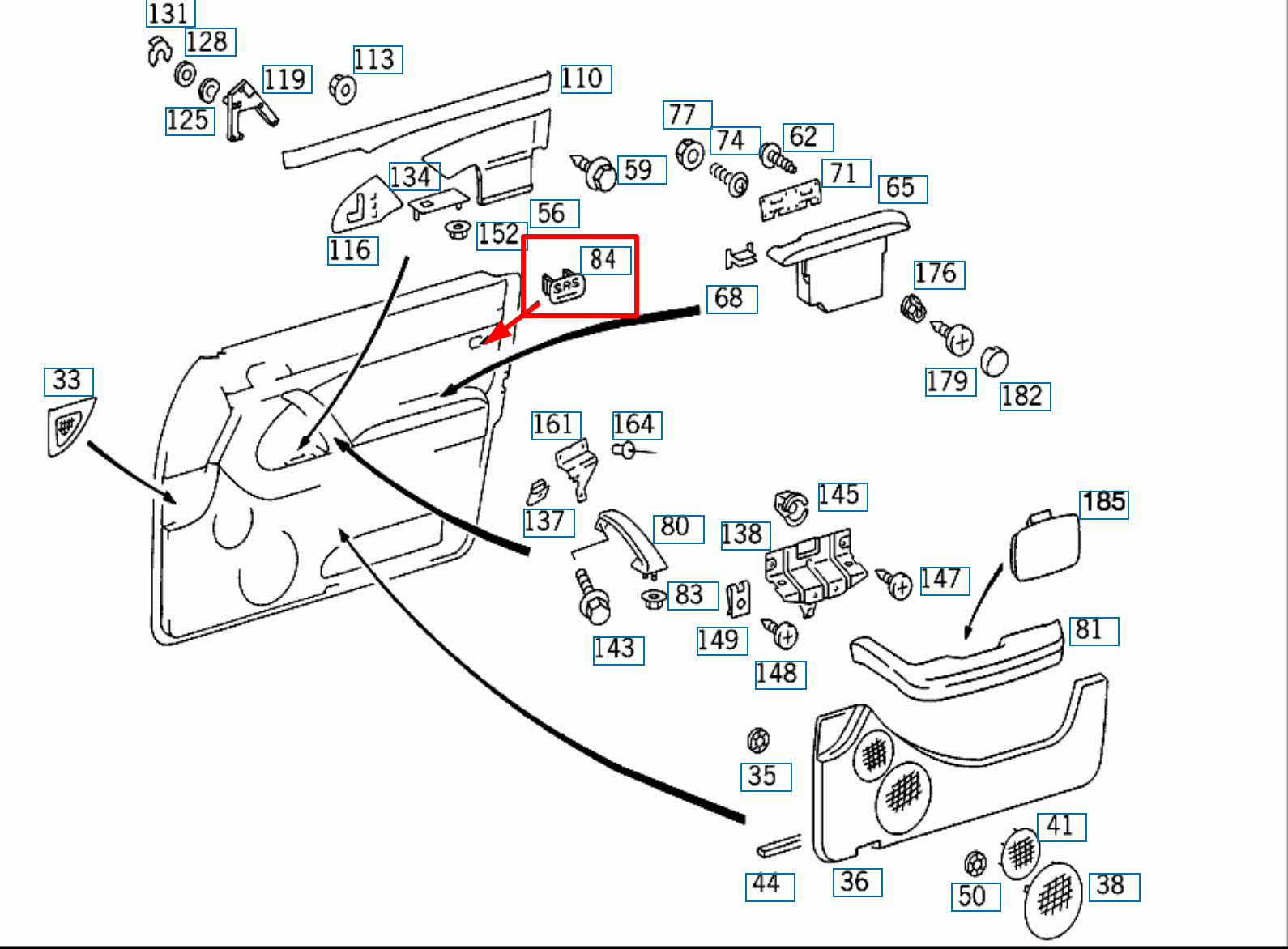 Mercedes-Benz R129 SRS Door Panel Trim Plug (Cover Cap) 2107271088 — view 7