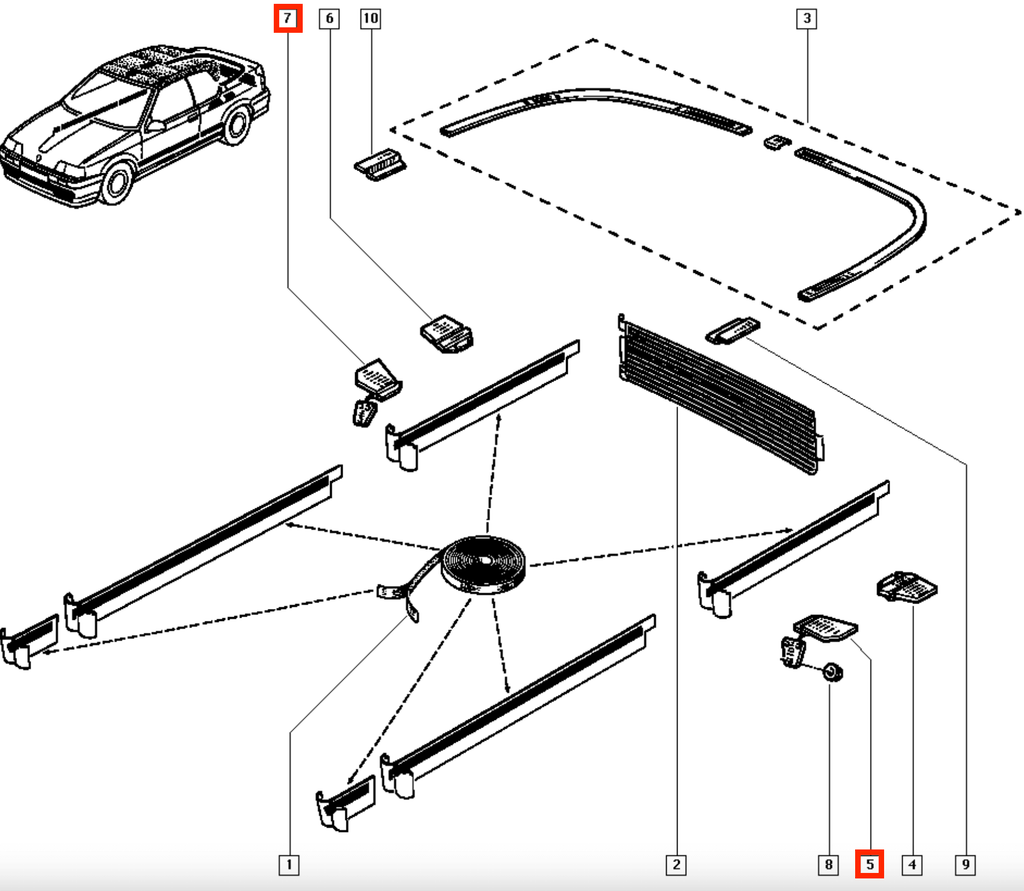 Renault 19 Convertible Roof Flap Hinge Panel Reapir Kit All Colours Left or Right — view 8