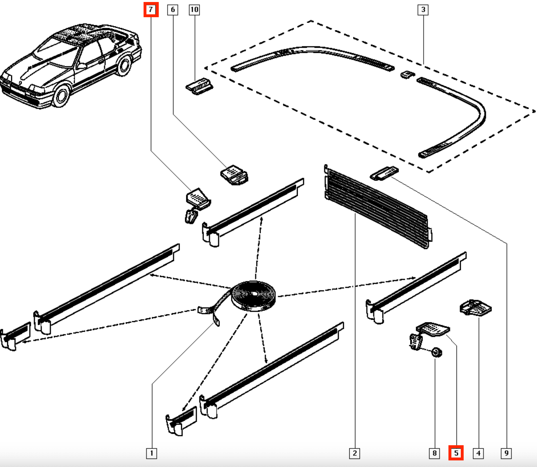 Renault 19 Convertible Roof Flap Hinge Panel Reapir Kit All Colours Left or Right — view 8