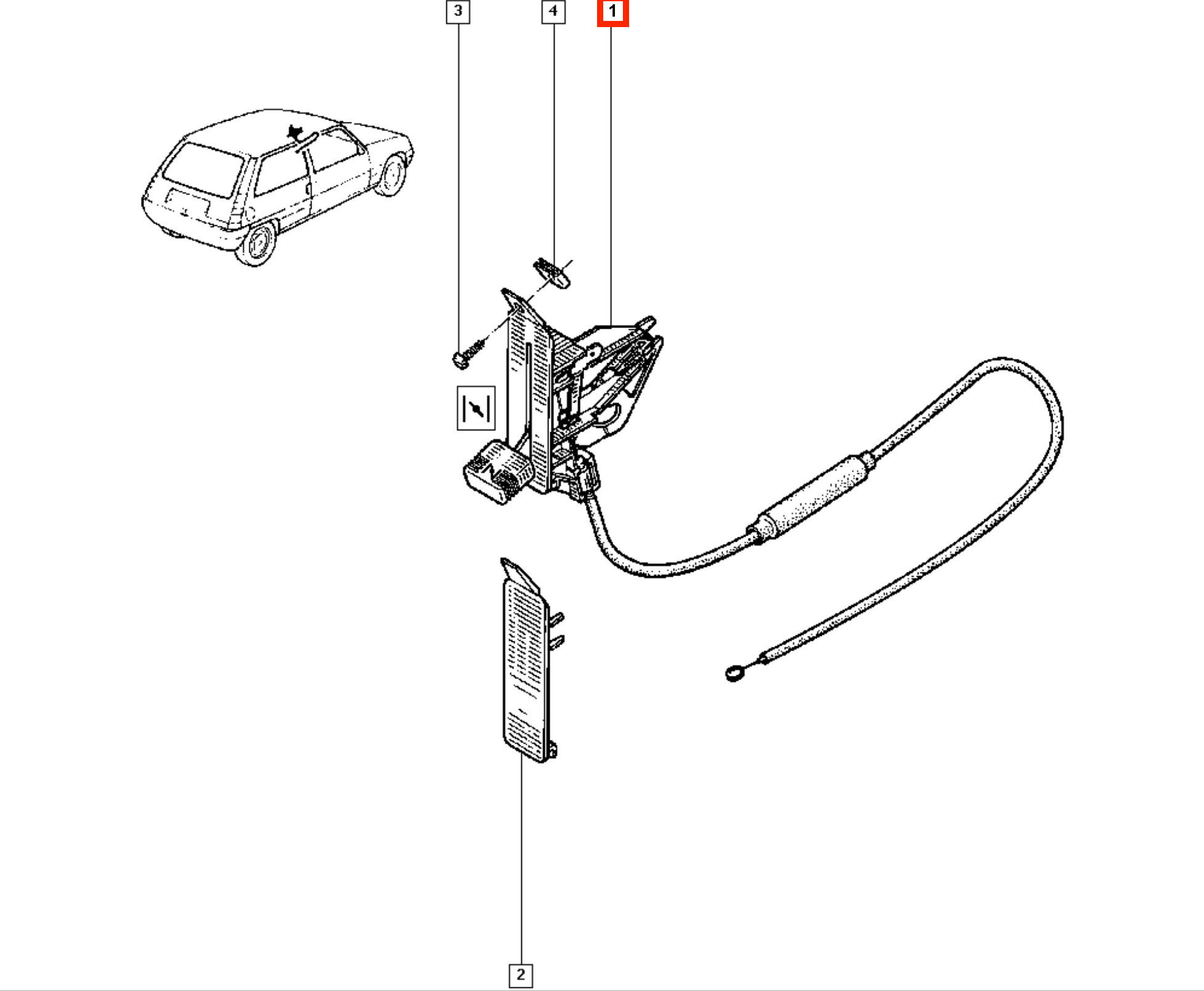 Renault 5 Choke Lever Handle Bracket Set Black (7700766035) — view 6
