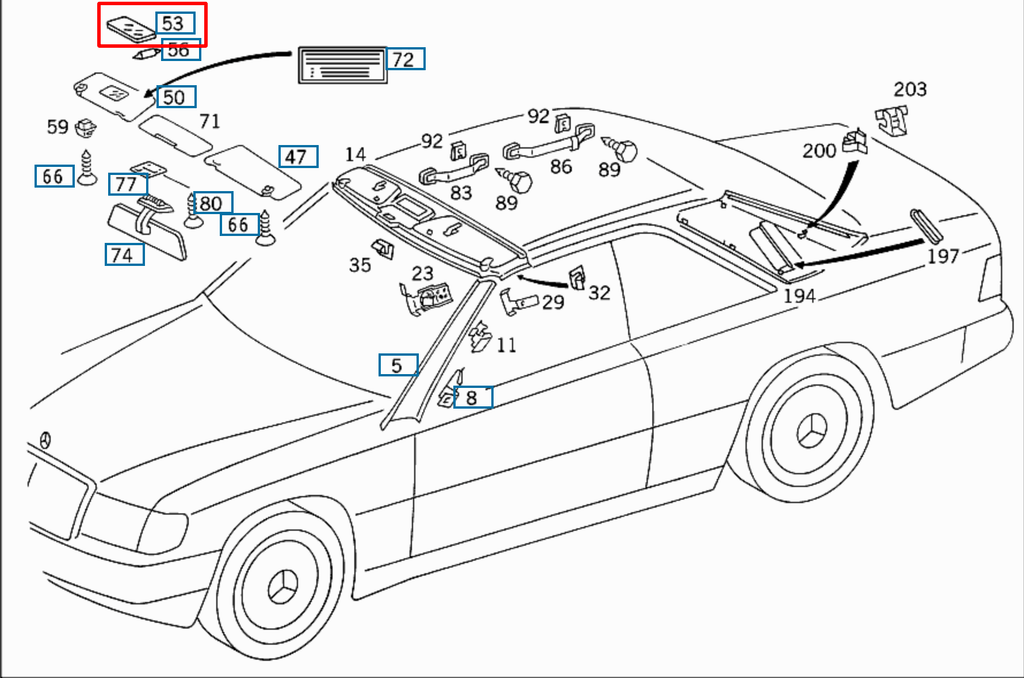 Mercedes-Benz R129 A124 Make-up Vanity Mirror (v3) - 1298102317 — view 16