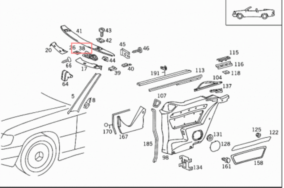 Mercedes A124 E320 Covering Top Openers SET (R&L) (W124, 1246908830, 1246908730) — view 21
