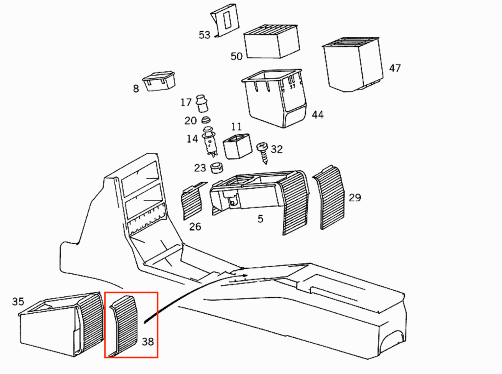 Mercedes-Benz R129 Center Console Roller Blind Handle (SL 600) — view 10