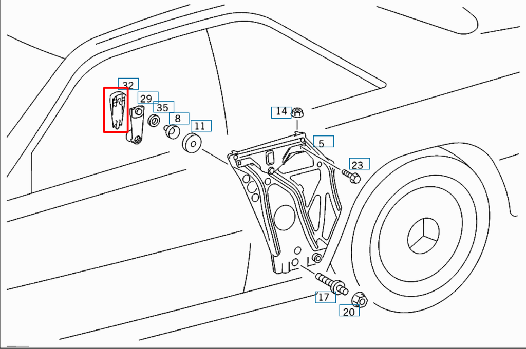Mercedes-Benz W107 Window Winder Cover - Premium Replacement (2017680136) — view 4