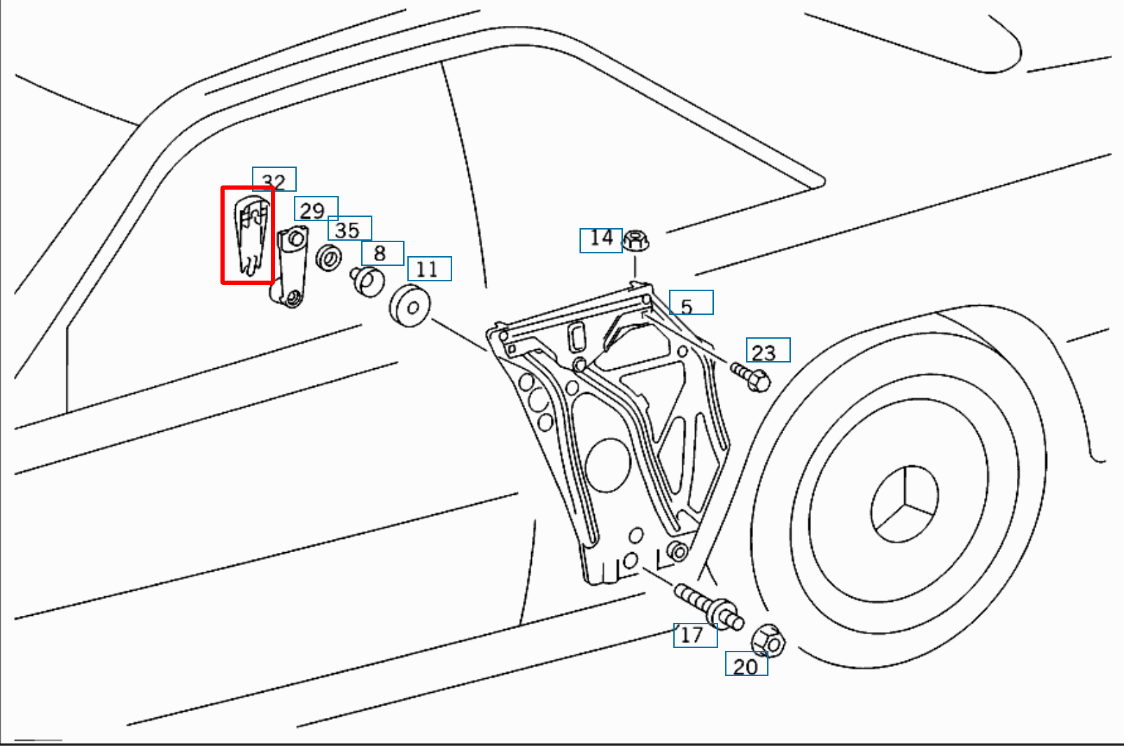Mercedes-Benz W107 Window Winder Cover - Premium Replacement (2017680136) — view 4