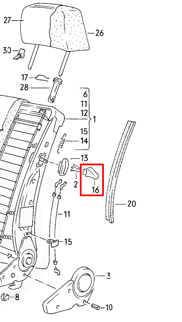 Volkswagen Golf Mk2 Seat Tilt Handle Grip Lever - Left or Right (867881633, 867881634) — view 7