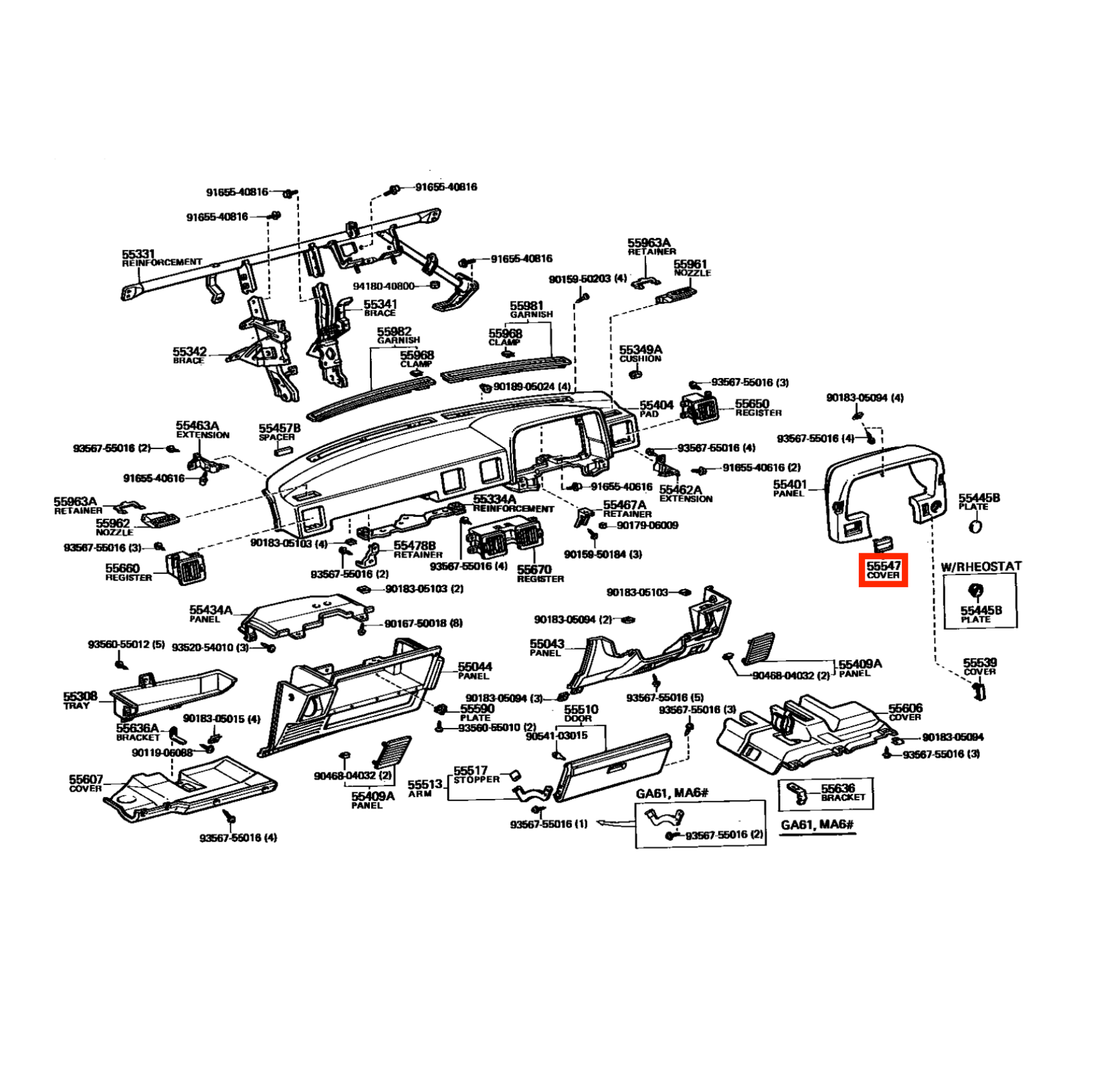 Toyota A60 Celica Corona Dashboard Blank Cover Trim Black (5554714010) — view 5
