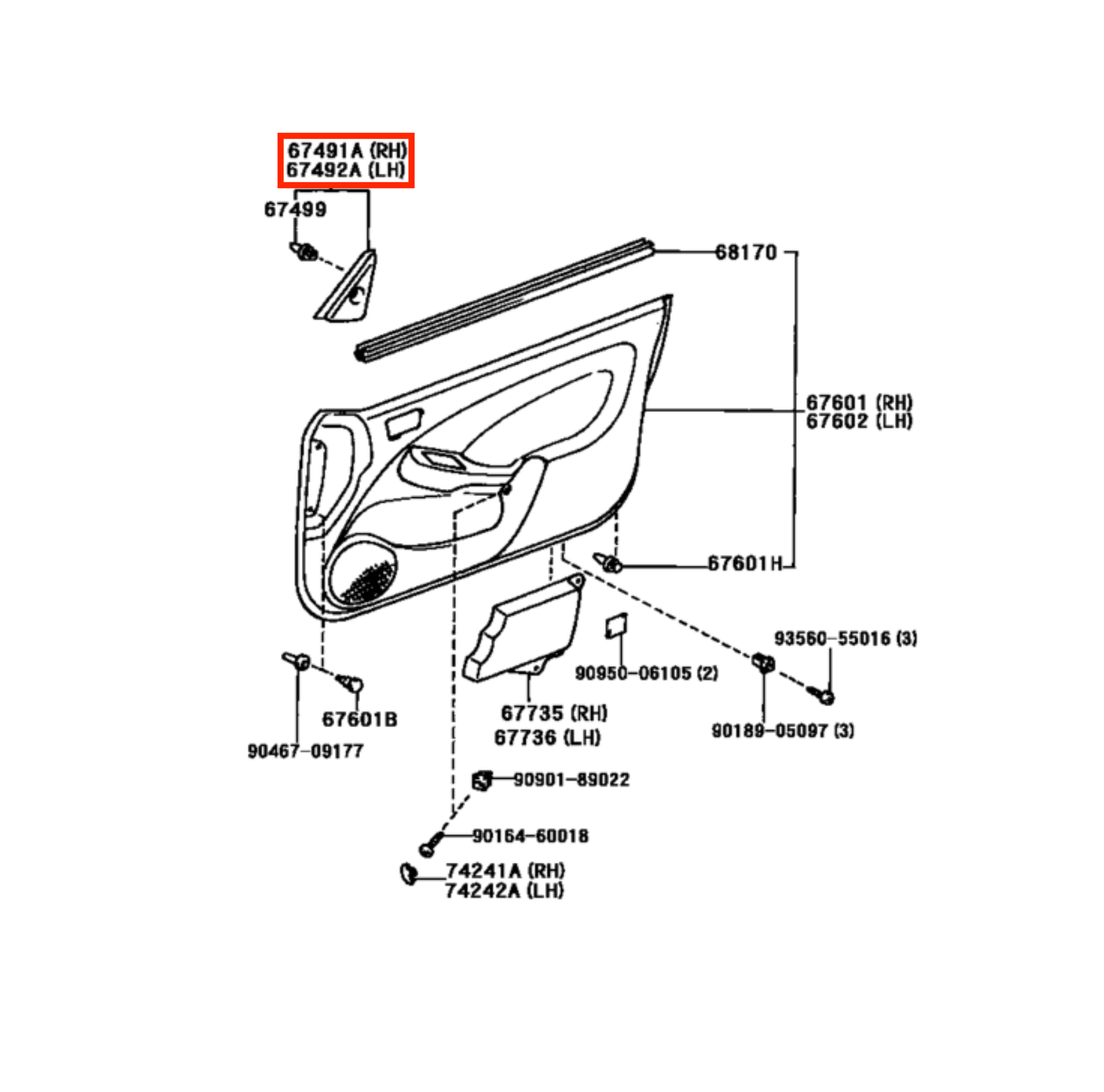 Toyota Celica ST202 Inner Mirror Cover Trim Black Left or Right — view 5