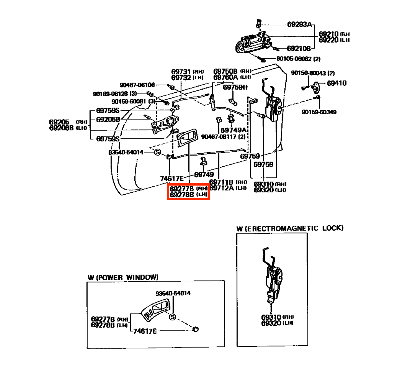 Toyota T180 Celica Inner Door Handle Housing Black Left or Right — view 5