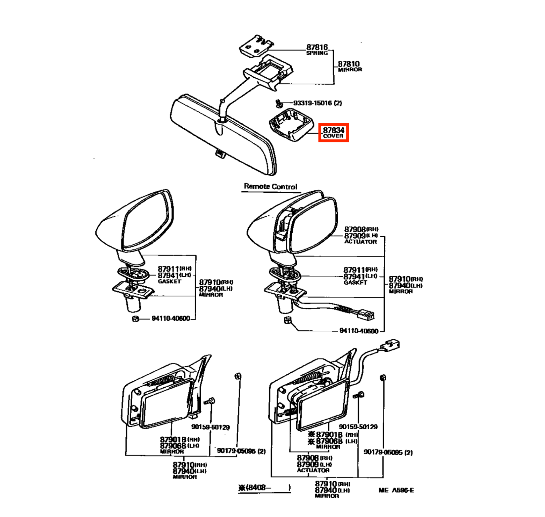 Toyota A60 Corolla AE86 Levin Sprinter Trueno Celica MR2 Rear View Mirror Cover Cap All — view 4