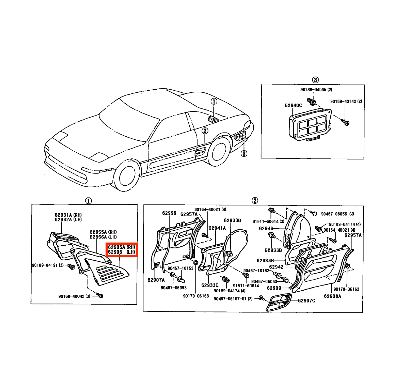 Toyota MR2 SW20 Small Rear Window Vent Trim Black Left or Right — view 5