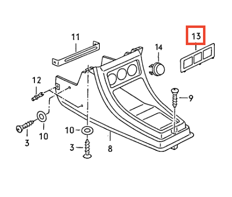VW Golf Jetta Caddy Mk1 Audi 80 90 Center Console Gauge Blank Cover Trim All Colours 171863267A — view 3