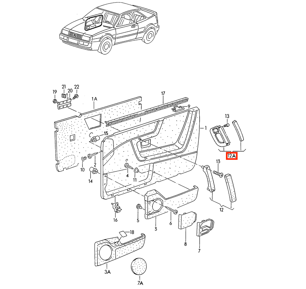 Volkswagen Corrado Inner Door Handle Screw Cover Trim Black Left or Right — view 4