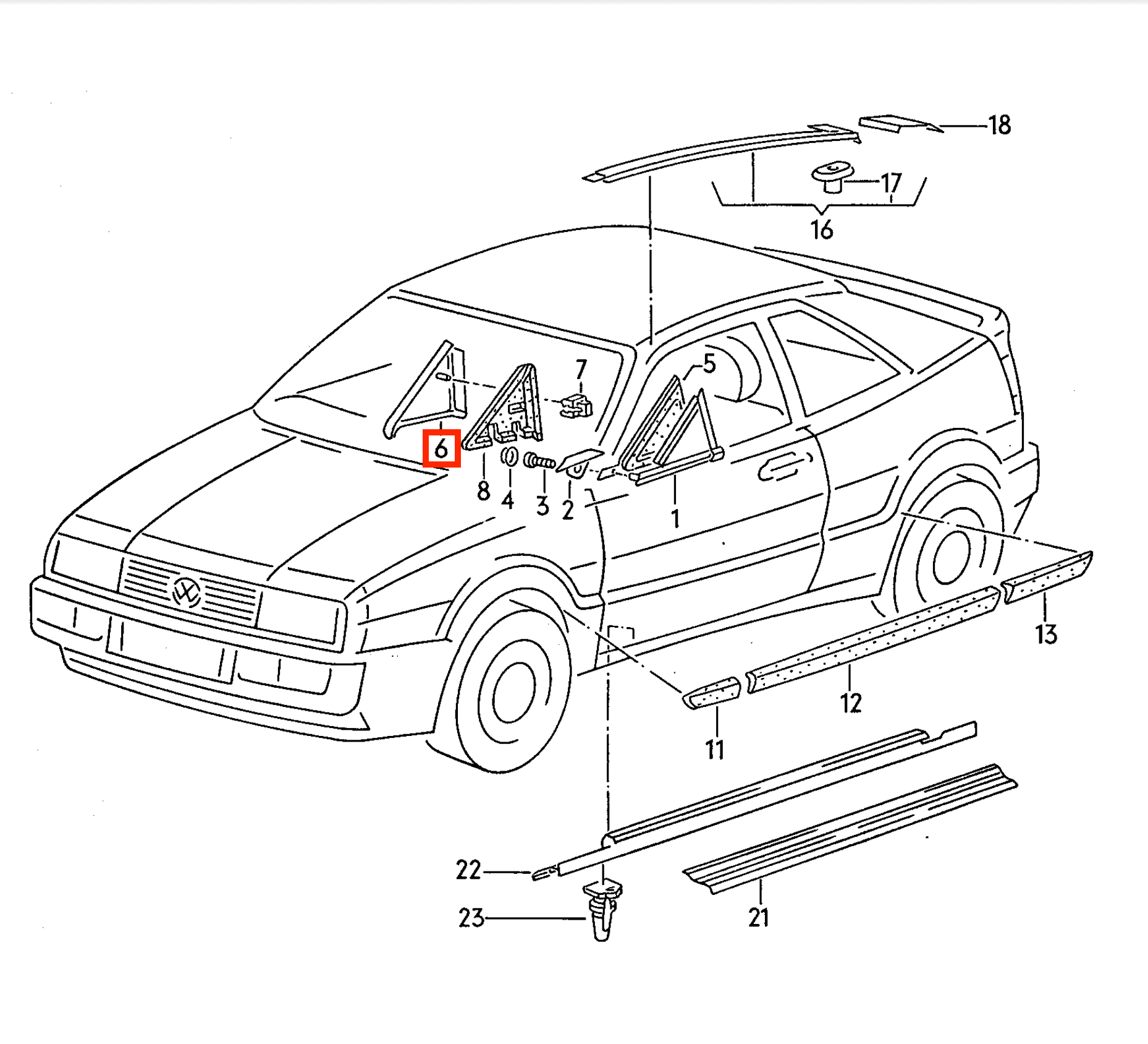 Volkswagen Corrado Inner Mirror Cover Trim Black Left or Right (535853239 / 535853240) — view 4