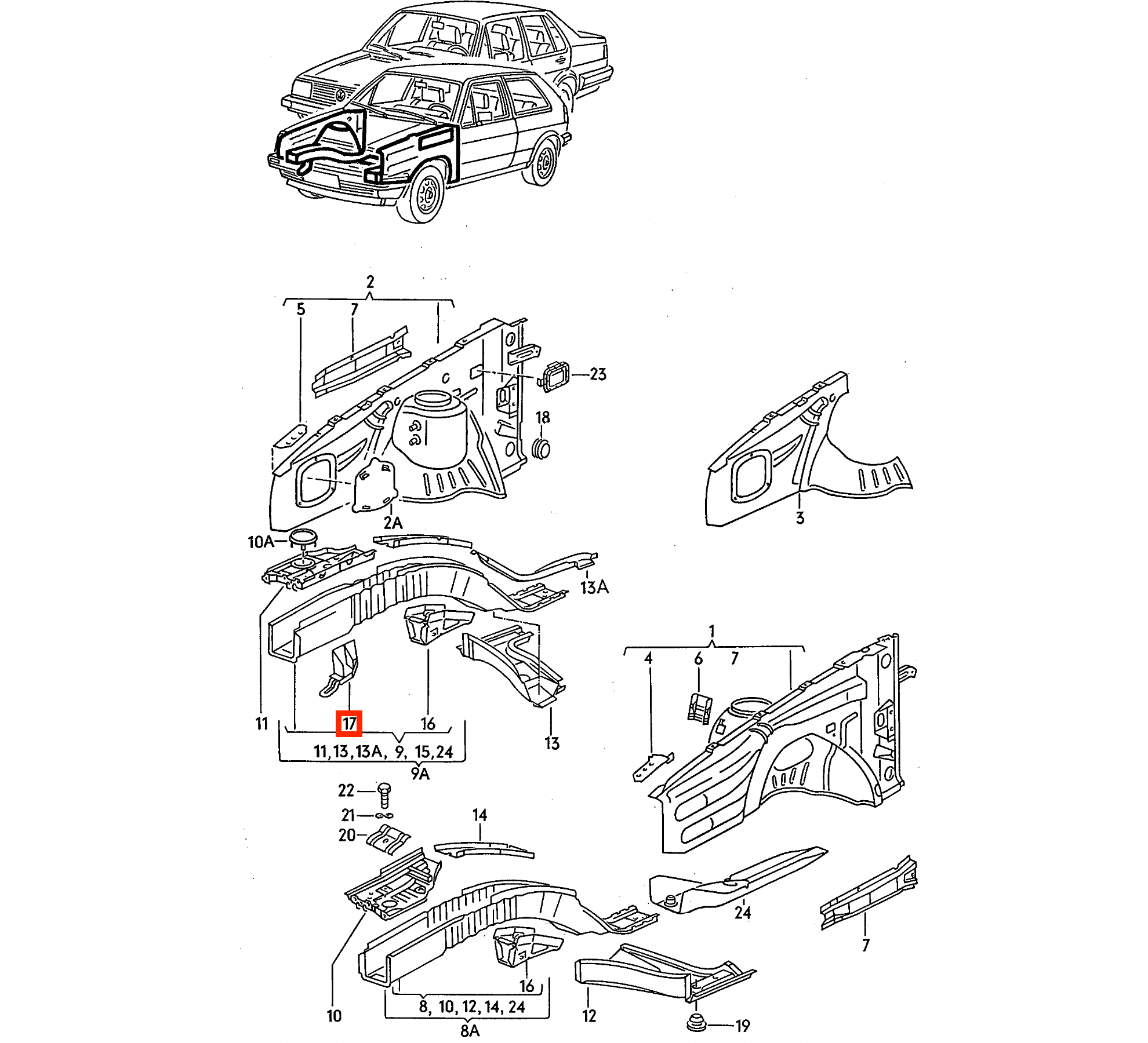 Volkswagen Golf Jetta Mk2 Front Tow Hook Cover Black (191853696B) — view 5