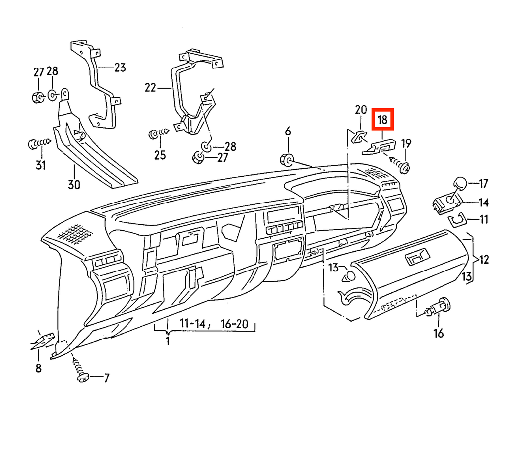 Volkswagen Polo Mk2 86c Glove Box Lock Trim Black (867857929) — view 5