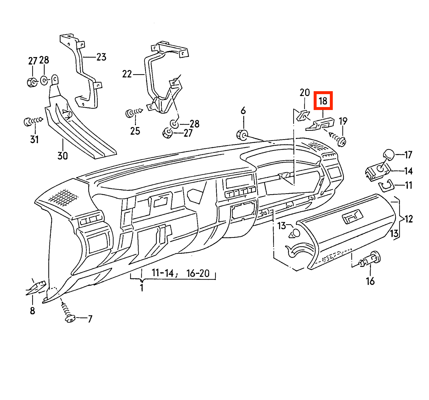 Volkswagen Polo Mk2 86c Glove Box Lock Trim Black (867857929) — view 5