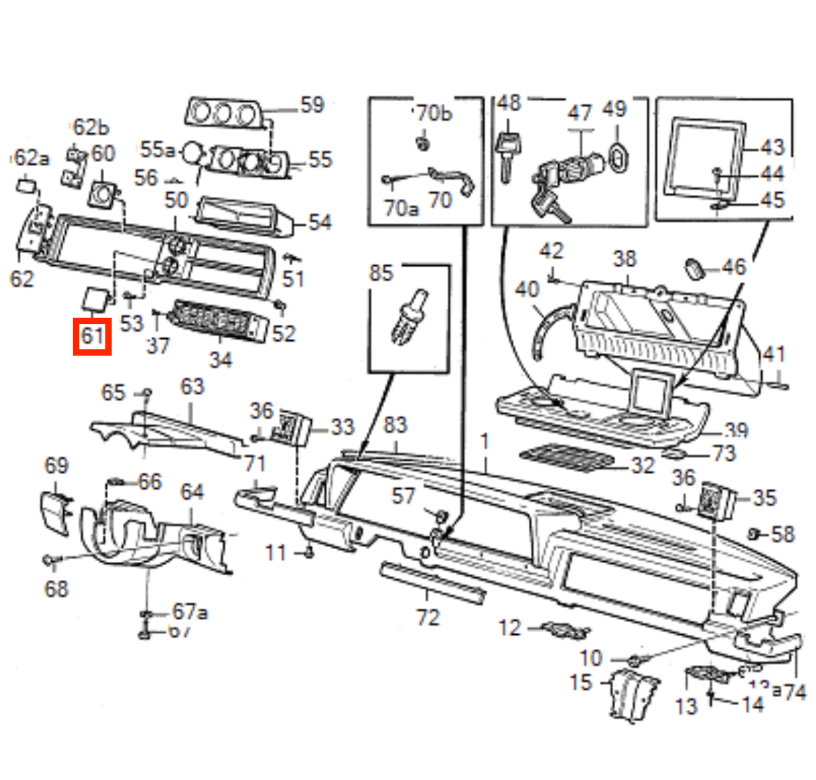 Volvo 240 Dashboard Center Console Blank Panel Black (1259731) — view 5