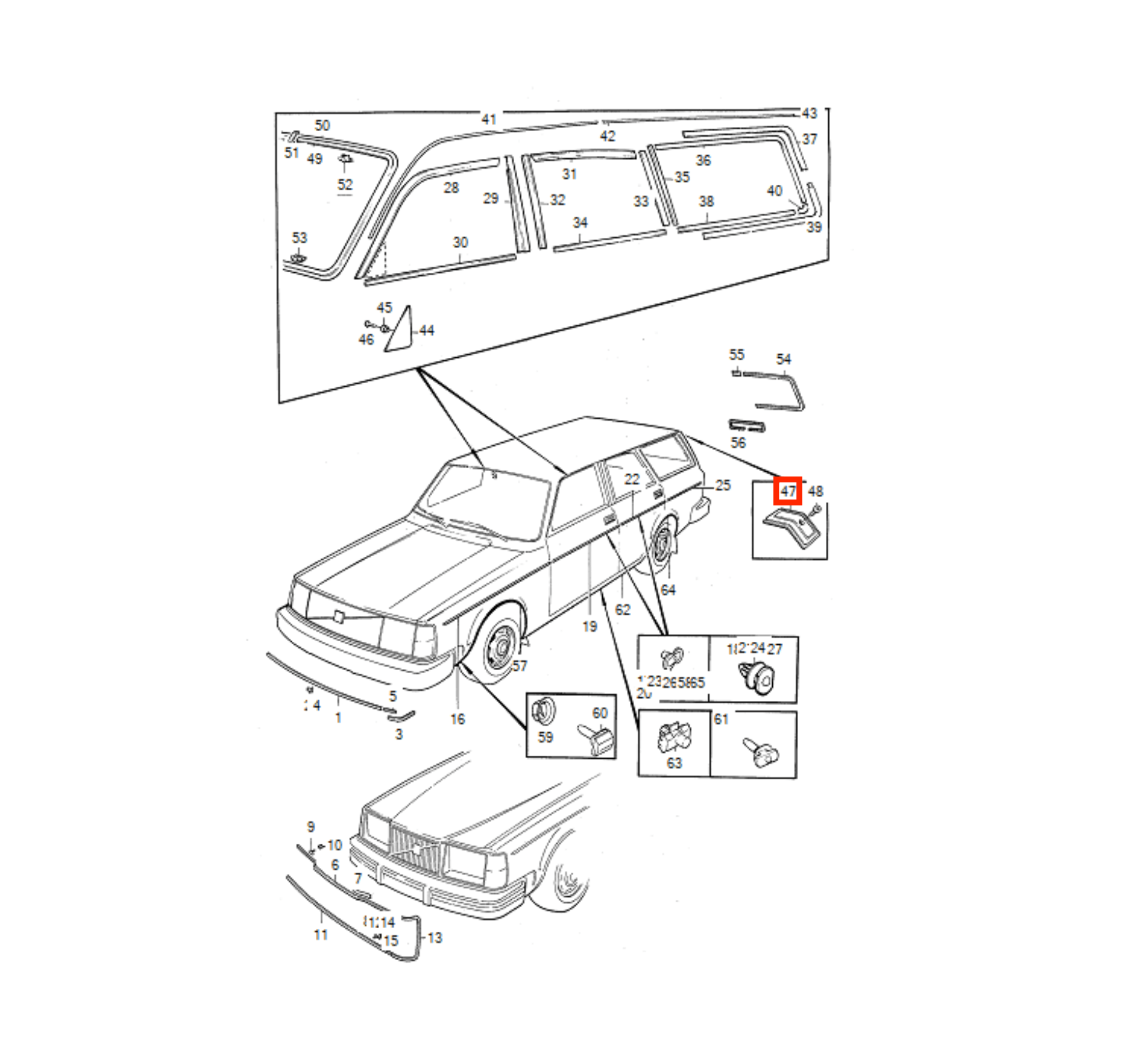 Volvo 245 Station Wagon Roof Rear Corner Trim Black Chrome Left or Right — view 5