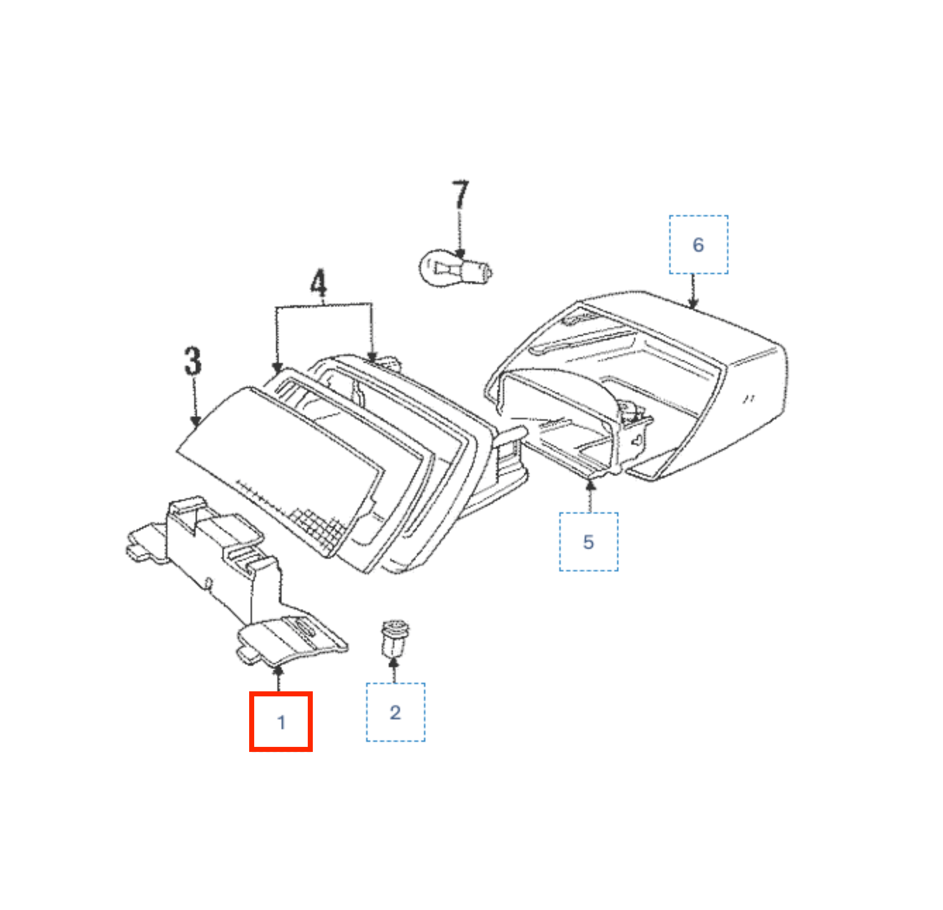 Volvo 700 900 Series Sedan Third Brake Light Bracket Black (3534079) — view 5