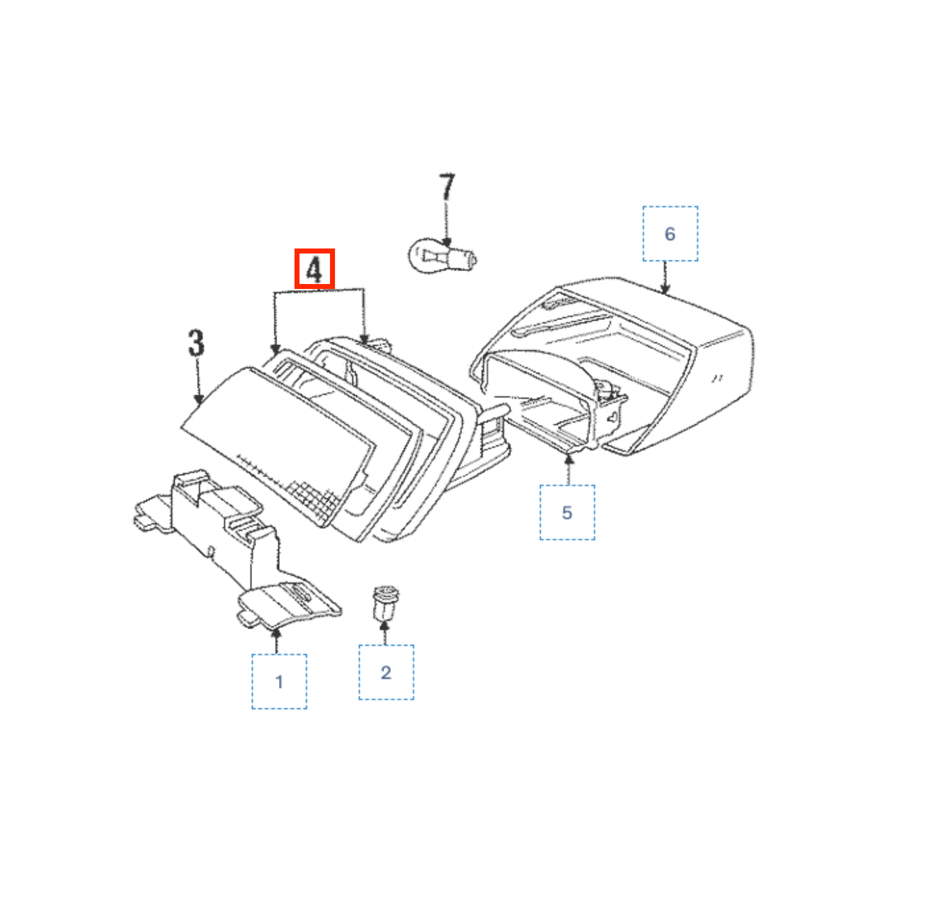 Volvo 900 Series Sedan Third Brake Light Body Frame Black (9133562) — view 5