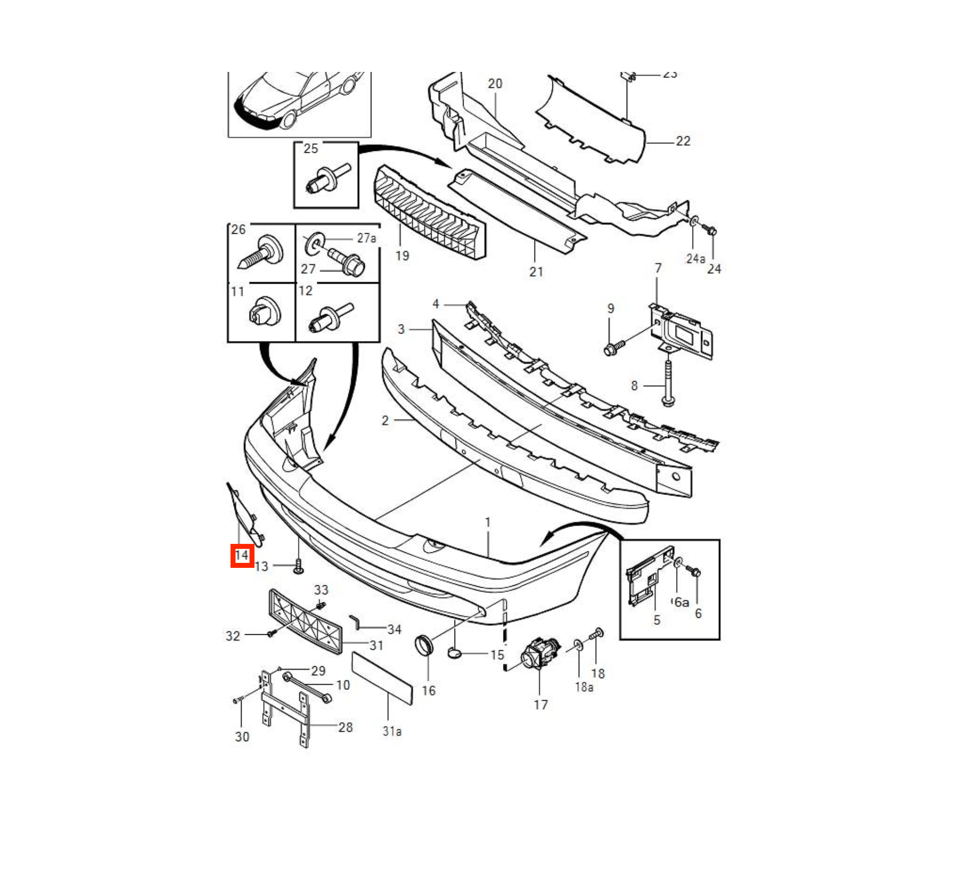 Volvo C70 Convertible Front Bumper Tow Hook Cover Cap Primed (8600905) — view 5