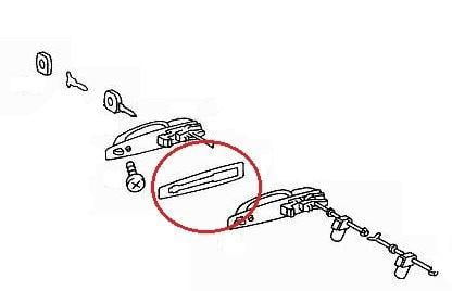 Mercedes-Benz W123 Chrome Door Handle Gasket - Rear Exterior - 1237660005 — view 6
