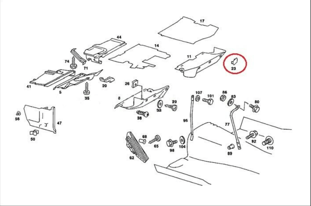 Mercedes-Benz W123 Screw Cap Trim Under Dash Kick Panel (4 pieces) — view 3