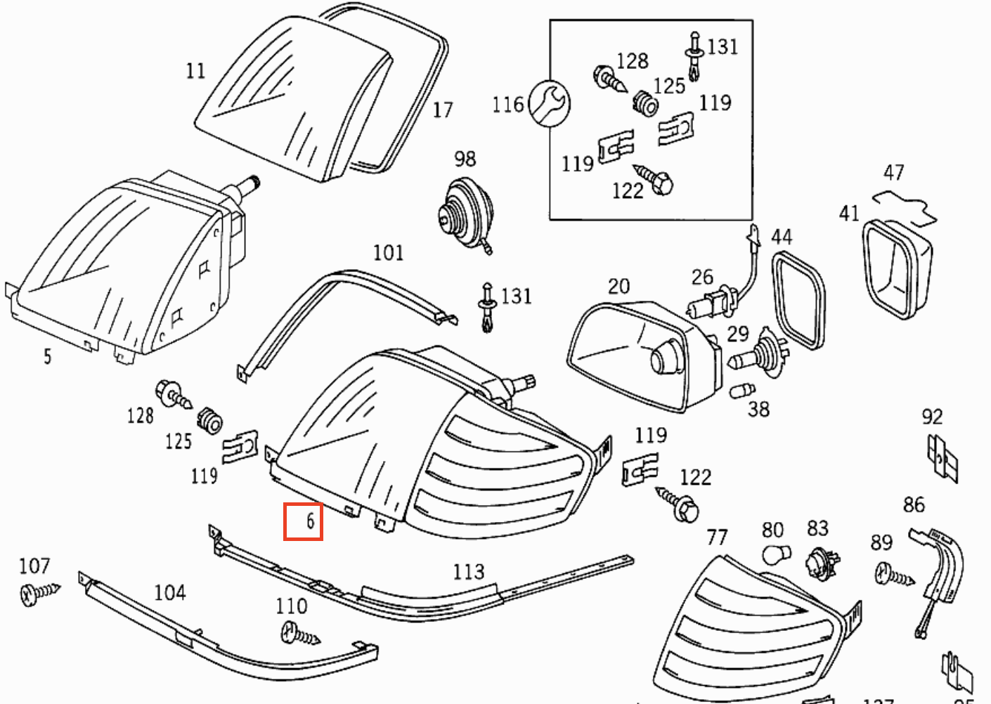 Mercedes-Benz R129 Front Right Headlight, Halogen, With Indicator A1298206461 — view 4