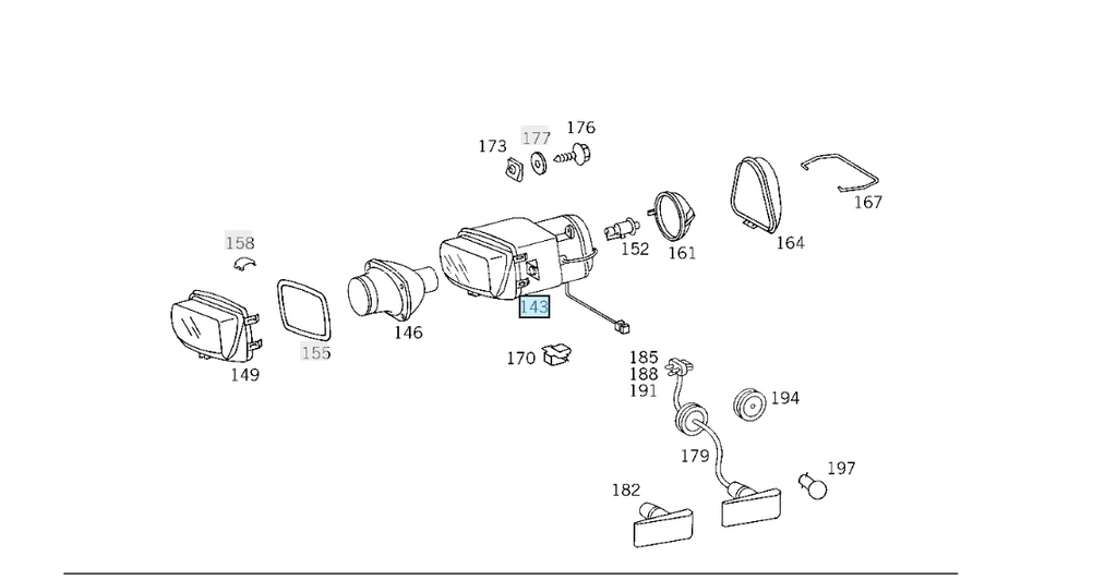 Mercedes-Benz R129 W124 E500 Left Or Right Fog Light, Halogen (A1298200156 / A1298200256) — view 7