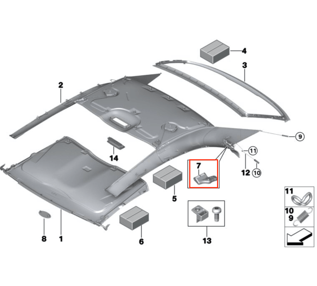 BMW E93 F33 F83 Convertible C Pillar Flap Holder Left Or Right Black 54377204891 / 54377204892 — view 4