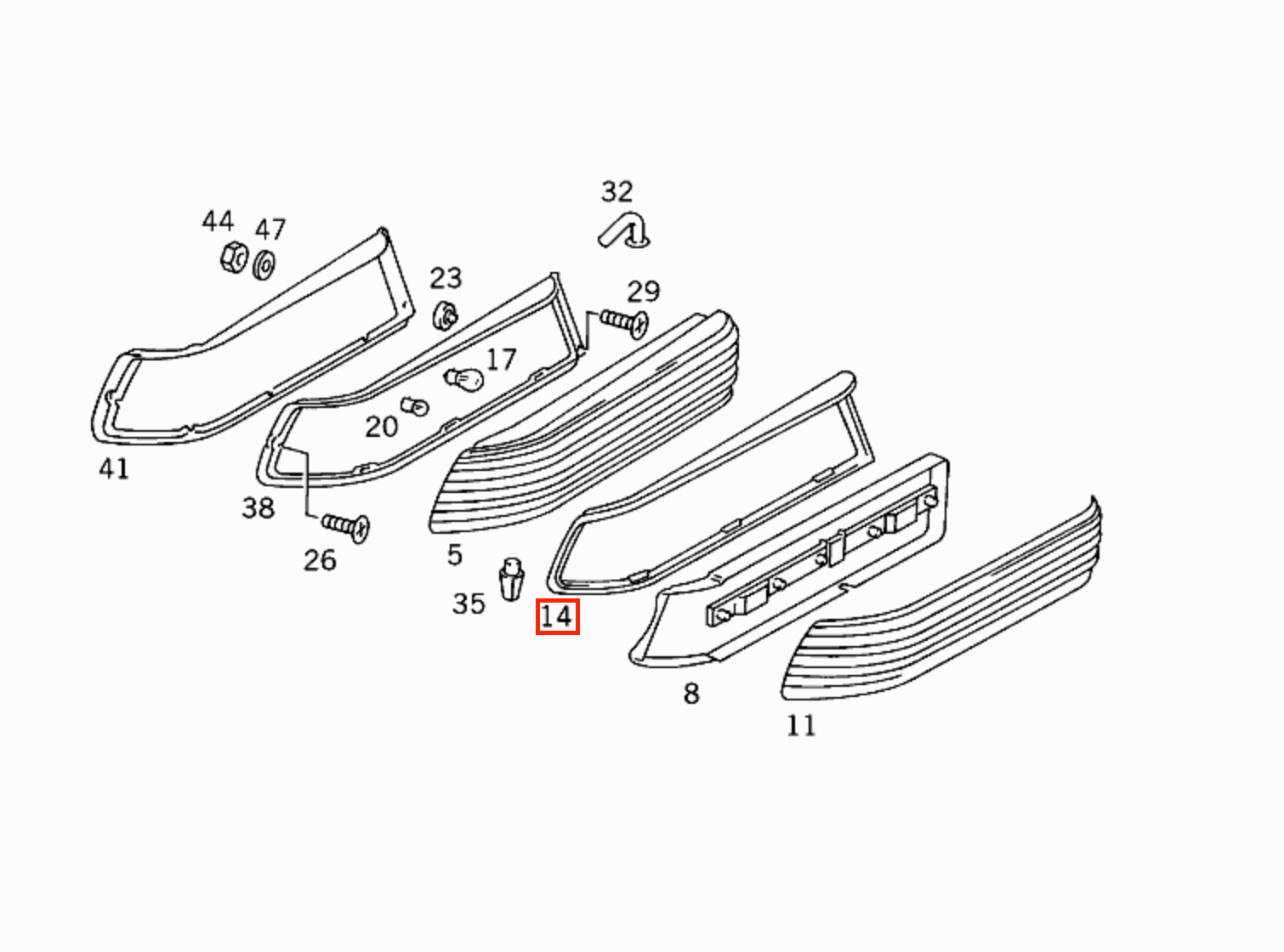 Mercedes-Benz W116 Rear Tail Light Seal Left or Right (A1168260158 / A1168260258) — view 5