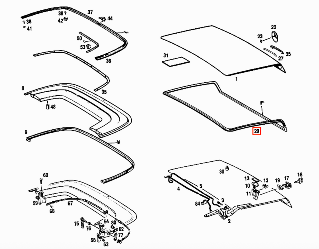 Mercedes-Benz W113 Pagode Rubber Trunk Seal Weatherstrip (A1137500077) — view 4