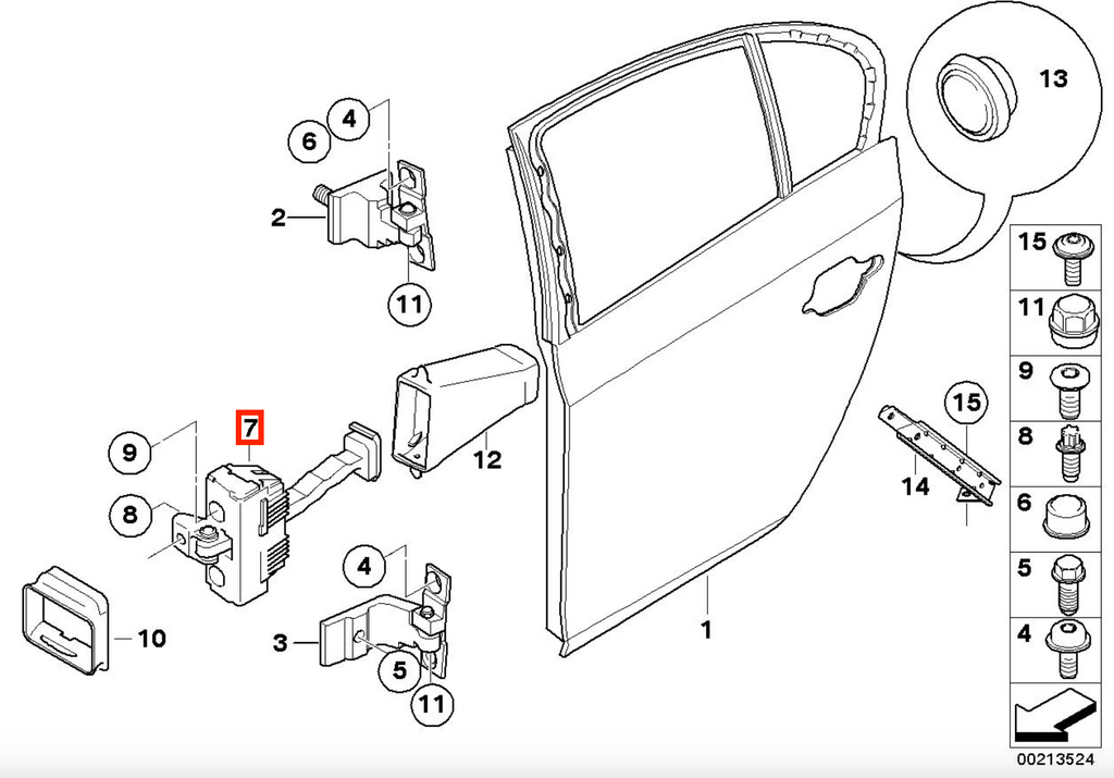 BMW E60 Rear Door Stop Check Strap (51227176805) — view 3