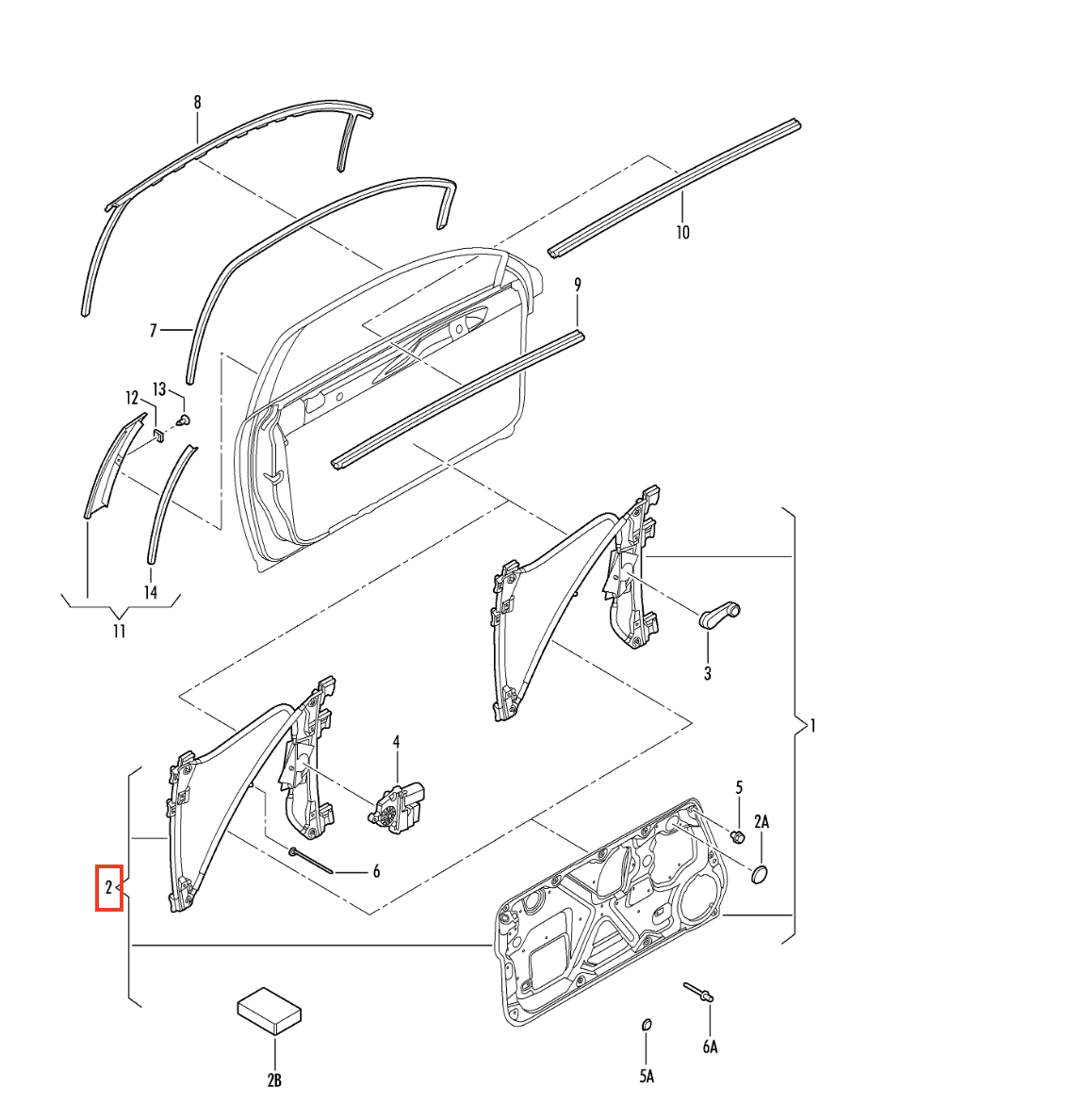 Volkswagen Beetle Front Window Regulator Repair Kit Left or Right — view 2