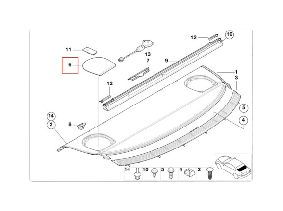BMW E46 Sedan Coupe Rear Deck Harman Kardon Speaker Cover Trim Black 51468213972 — view 2