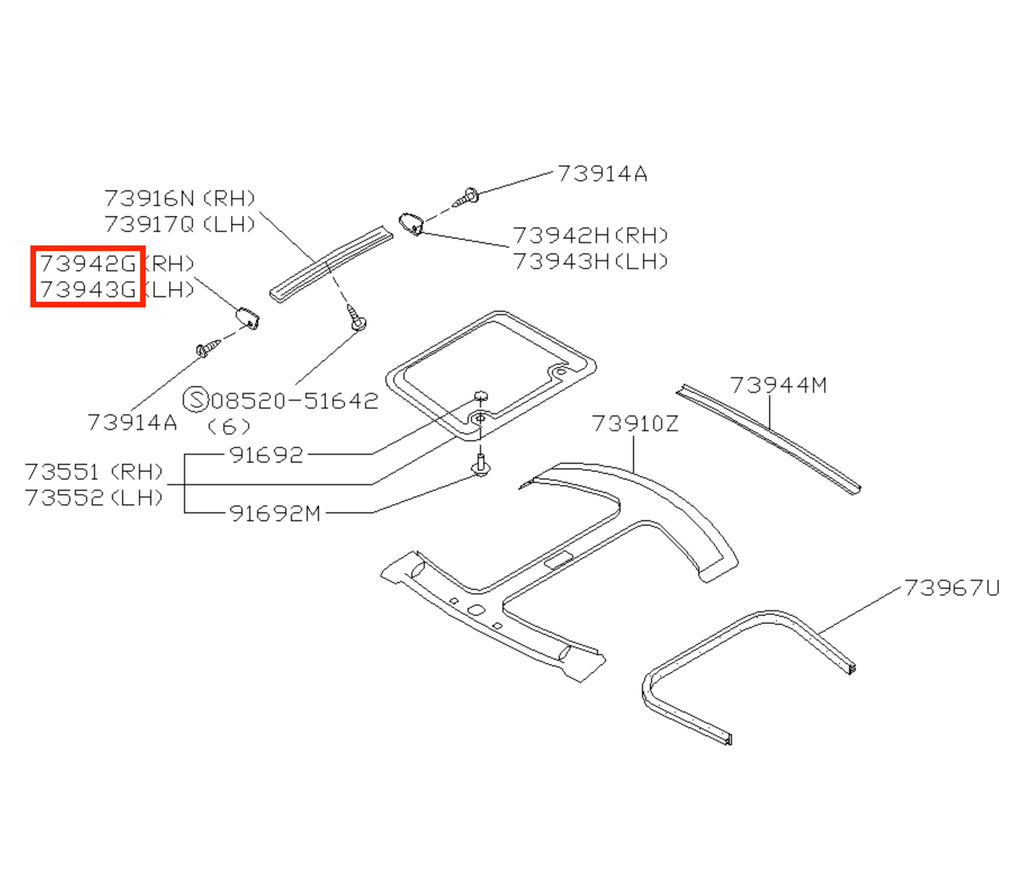 Nissan B13 100NX T-top Front Roof Trim Black or Grey Left or Right — view 5