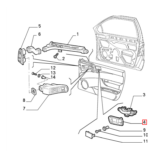 Alfa Romeo 145 146 Front Door Internal Handle Black Left or Right — view 5