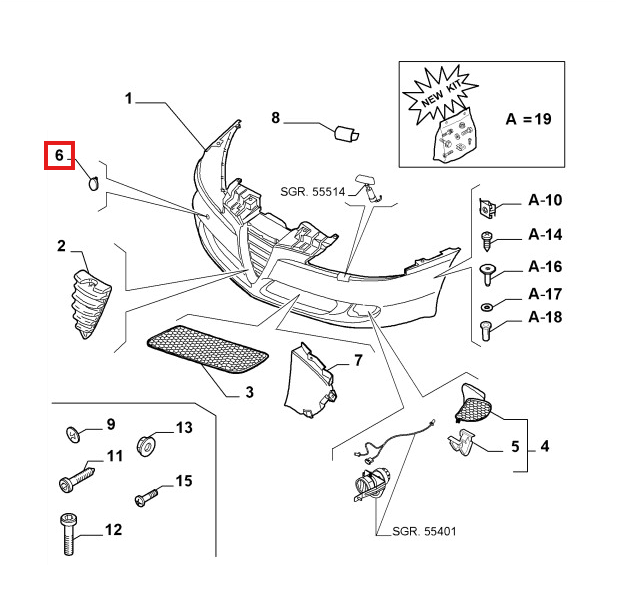 Alfa Romeo 147 Front Bumper Tow Hook Cover Lift (156052200) — view 7