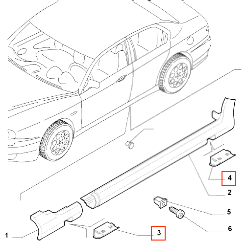 Alfa Romeo 156 GTA Side Skirt Jacking Point Covers Set (156036564, 156036565, 156036567, 156036568) — view 4