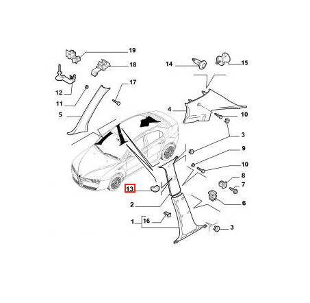 Alfa Romeo 159 B Pillar Seat Belt Cover Left or Right Black or Grey (156061725 / 156061726) — view 4