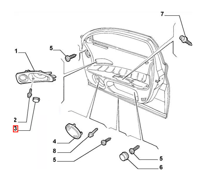 Alfa Romeo 166 Door Handle Inner Cover Set of 4 Black (156017949) — view 4