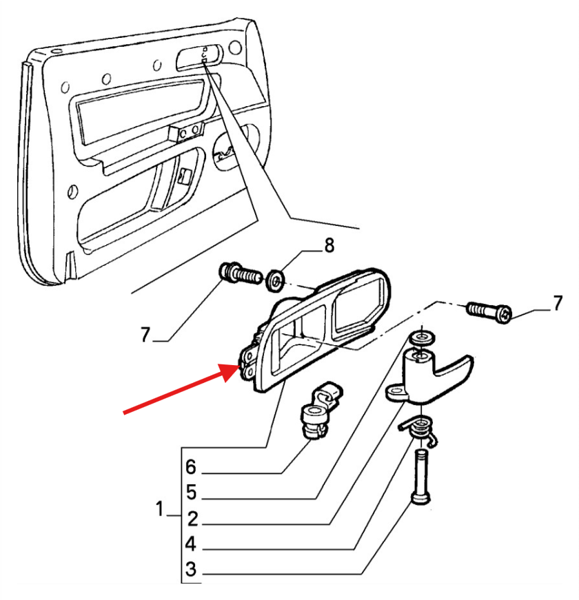Alfa Romeo 916 GTV Spider Door Handle Inside Left or Right Black (112770661 / 112770660) — view 5