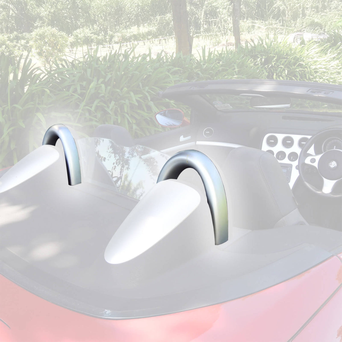 Alfa Romeo 939 Spider Rollbar Hoop Cover Trim Silver Mat / Gloss Black (156072681 / 156052272) — view 8