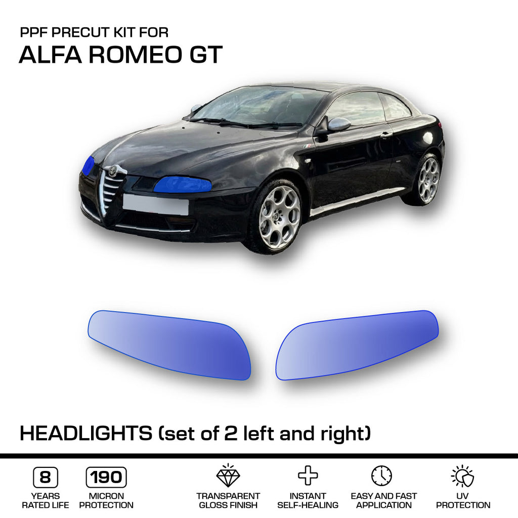 Alfa Romeo GT Headlights – PPF Paint Protection Film Precut – Set of 2 Left or Right — view 2
